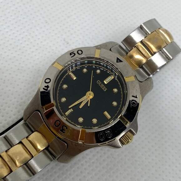 Guess vintage 1994 women watch 25mm round rotating bezel two tone 6” running - Picture 2 of 7